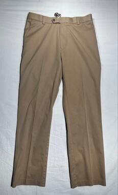 TravelSmart Roundtree/York Men’s Khaki Dress Pants 32x32 Flat Front Cotton Blend